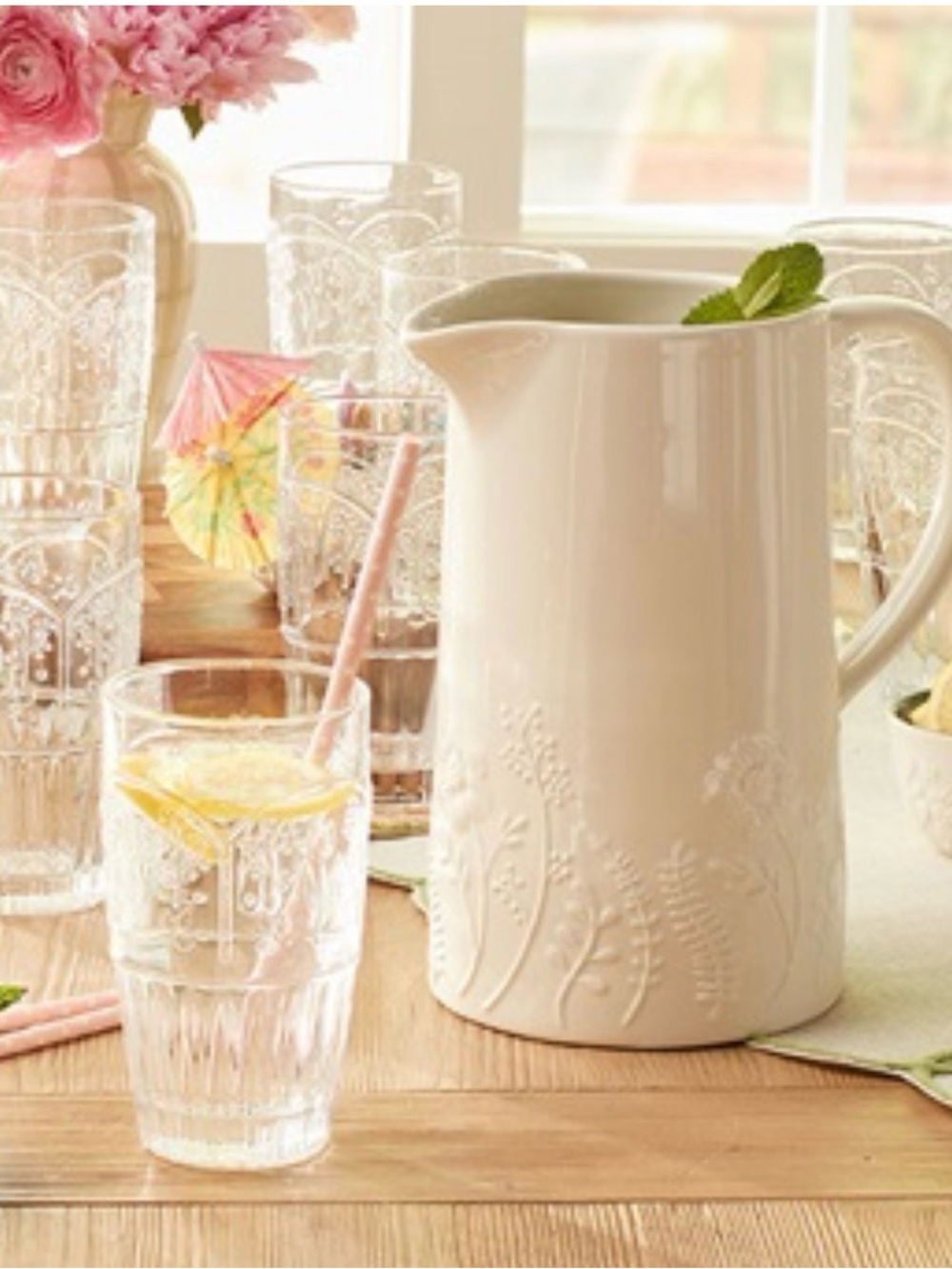 WILDFLOWER Pitcher with Glasses (8) 40276 New In Box
